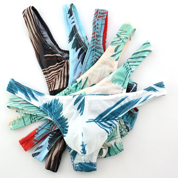 

young men's briefs with mesh printing pattern fashionable big boy underpants in 5 colors, Black;white