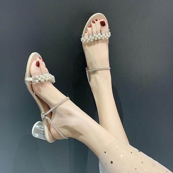 

comfort shoes for women beige heeled sandals high heels 2021women's all-match open toe comfort block, Black