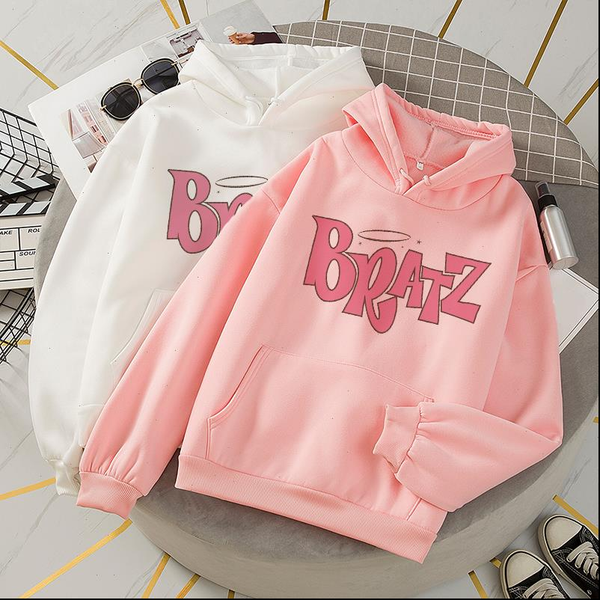 

autumn new bratz letter sweatshirt womens casual white fashion hooded sweatshirt long sleeve print graphic jacket women, Black
