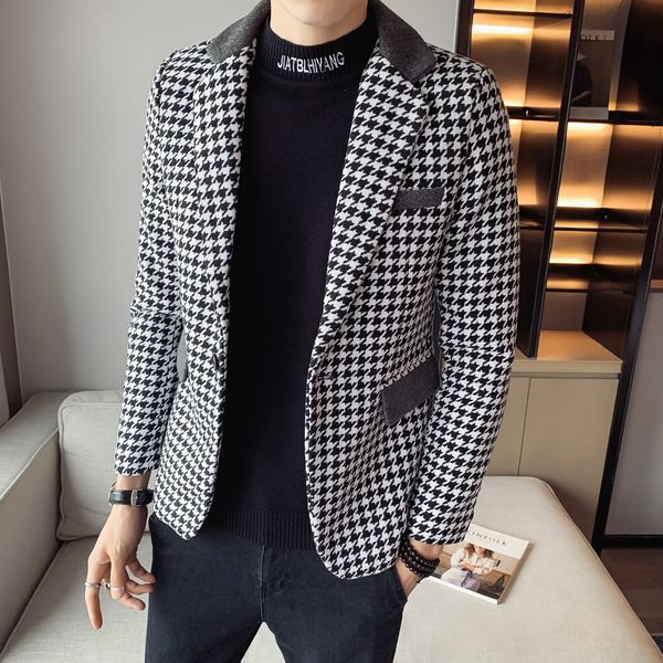 

blazers men wool trench jackets casual fine adjustment marriage winter blazer single button streetwear social jacket 2a5b, White;black
