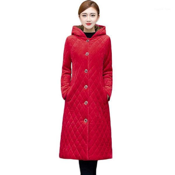 

women's down & parkas fashion large size winter jacket women cotton clothes keep warm long velvet outerwear hooded 349, Black