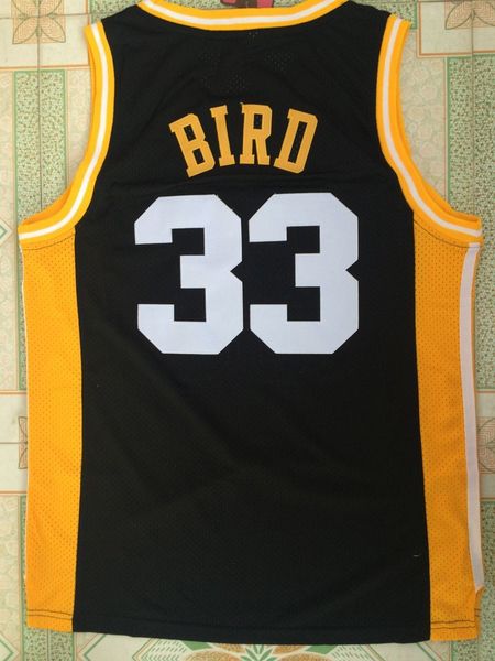 Retro Larry #33 Bird Black High School Basketball -Trikot Allgenähte Qualitätsgroßhandel