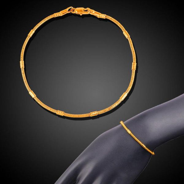 

link chain couple yellow gold filled bamboo braceletlink, Black