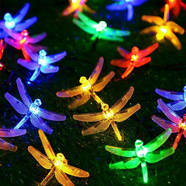 

thrisdar 6.5m 30led solar led string light outdoor garden dragonfly solar fairy light garland fence patio christmas