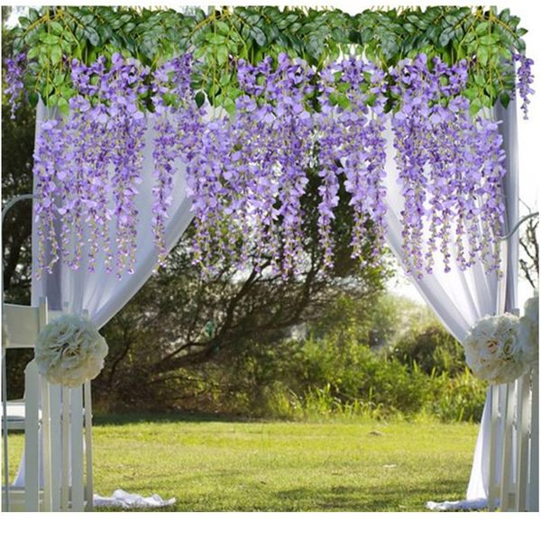 

12 pack silk artificial ivy leaves wisteria flower garlands hanging for home kitchen garden office party wedding wall de qylmdr