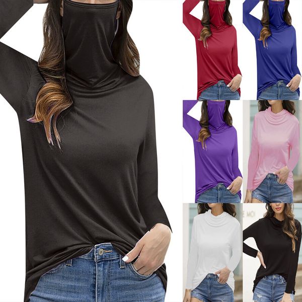 

2021 fashion heaear mask coltrui long mouwen t-shirt for women full mouths, White