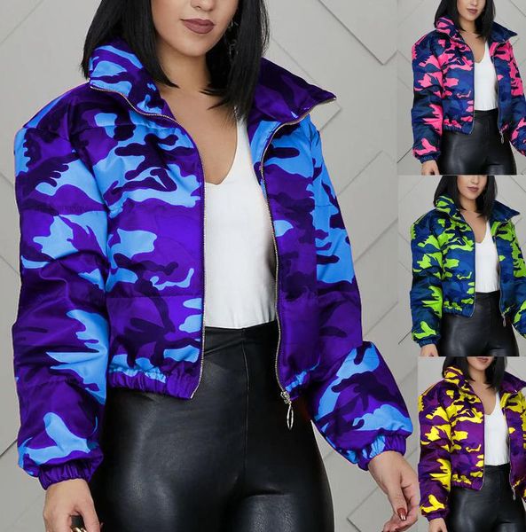 

women's jackets fashion camouflage bread down jacket clothing zipper cotton couple quilted color coat, Black;brown