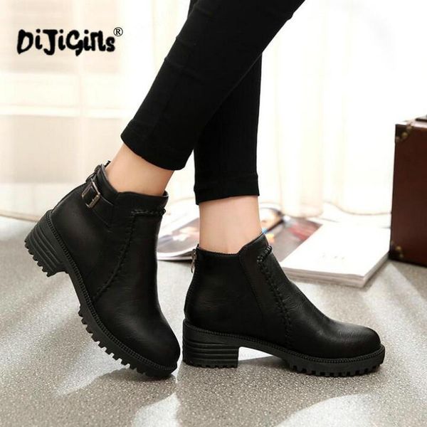 

boots plus size 35-43 fashion women shoes 2021 winter autumn casual flats warm snow botas mujer zapatos a043, Black