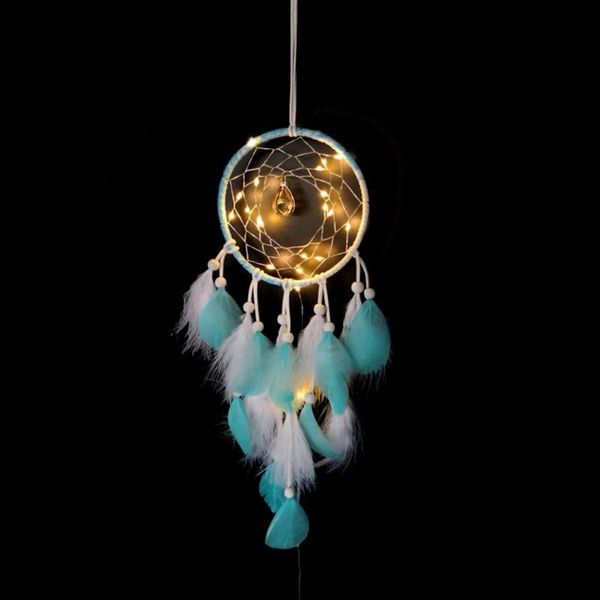 

decorative objects & figurines wall dreamcatcher led handmade feather dream catcher wind chimes art craft for room decoration hanging orname