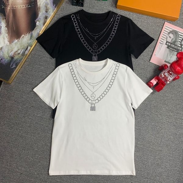 

2021 designer new cotton t-shirt fashion all-match men and women with the same style210, White