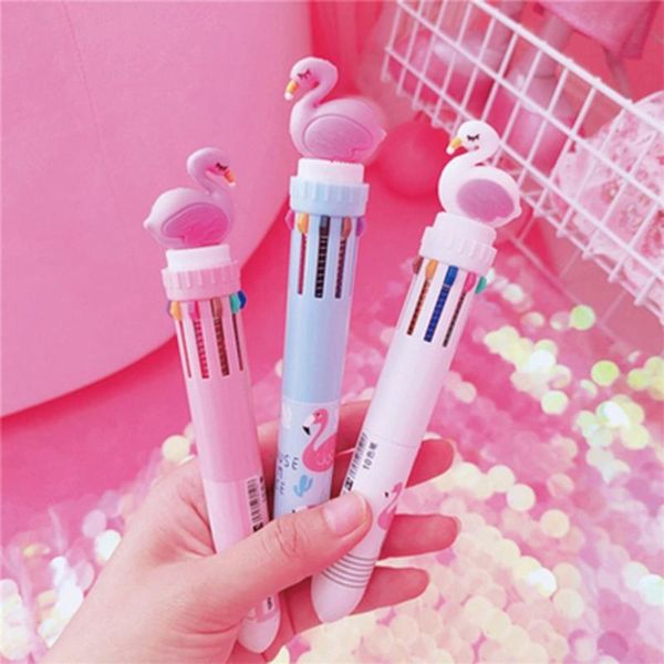 

cute novelty 10 colors ballpoint pen kawaii cartoon ball pen for kids gift cute cartoon gel multifunction retractableoffice, Blue;orange