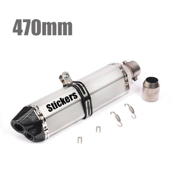 

motorcycle exhaust system 38-51mm for fz6 cbr250 cb600 mt07 double muffler pipe moto atv dirt pit bike 310mm 370mm 470mm universal