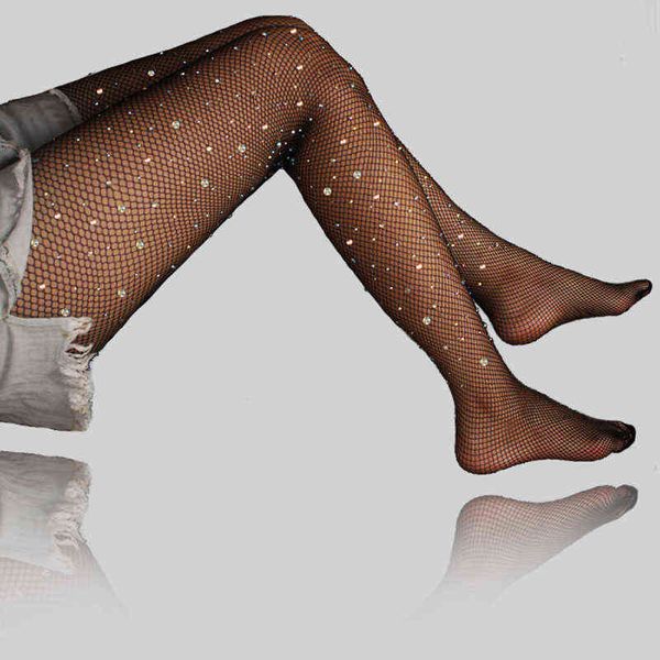 

women mesh pantyhose ladies rhinestone glitter tights diamonds crystal tights thin kingsize fishnet stockings y1130, Black;white