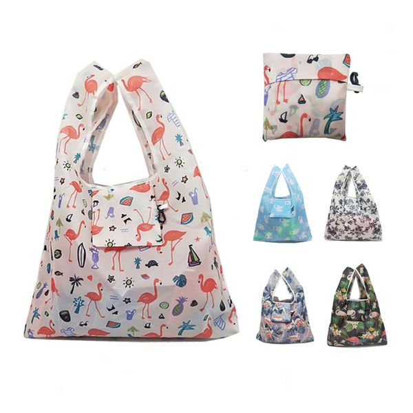 

customized logo eco-friendly square storage polyester bag folding handheld shopping bag supermarket bags reusable