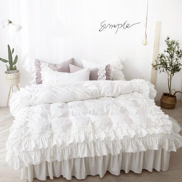 

bedding sets three-dimensional bed skirt ins princess lotus lace cotton 1.2m 1.5m 1.8m 2m set duvit cover pillowcacase
