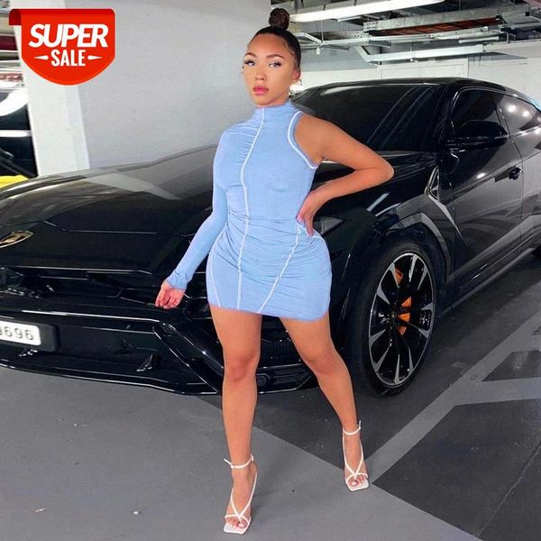 

hirigin one long sleeve skinny patchwork women dresses casual basic streetwear bodycon mini dress autumn fashion women clothing #yx86, Black;gray
