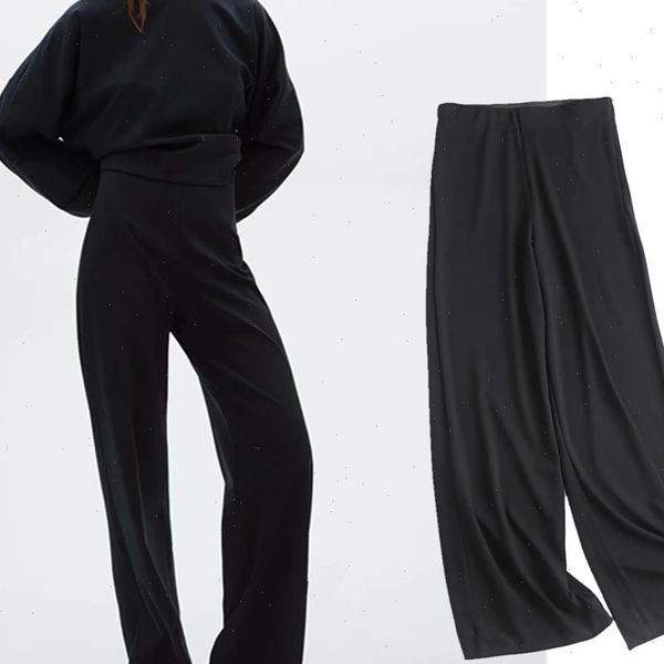 

withered england style fashion womens capri high waist causal wide leg pantalones mujer pantalon femme loose trousers, Black;white