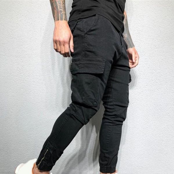 

men's pants long great mid waist men trousers pencil autumn soft for daily wear, Black