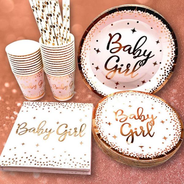 

disposable dinnerware 10 people rose gold pink party supplies tableware paper cup plate napkins for girl birthday baby shower favors