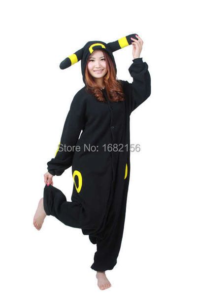 Kigurumi взрослый аниме косплей костюм черный UMBREON Onesie Unisex мультфильм Pajamas вечеринка для женщин мужчина y0913