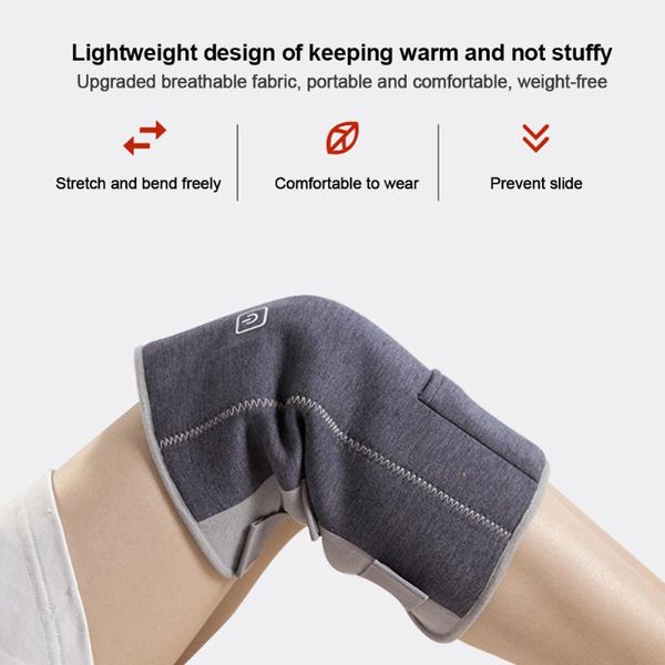 

elbow & knee pads joint non slip therapy heated brace pain relief usb rechargeable health care rehabilitation massage temperature adjustable, Black;gray