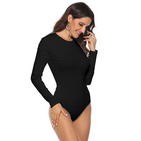 

women's new long sleeve round neck jumpsuit for autumn and winter, Black;white