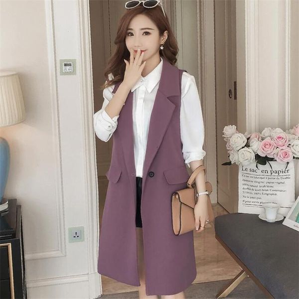 

women's vests hiawatha vest spring autumn mid-long korean blazer 2021 single button sleeveless fashion jackets bl038, Black;white