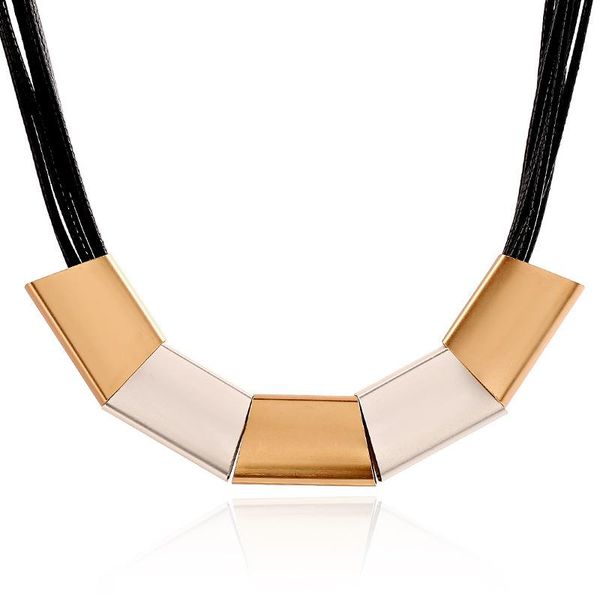 

pendant necklaces trendy square necklace female clavicle accessories on neck fashion multi-layer rope black choker women jewelry, Silver