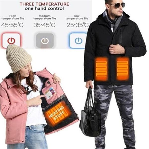 

men's slim charging winter us usb three-speed heating warm jacket clothing control size up to 3xl hip fit temperature hop pilot sibue, Black