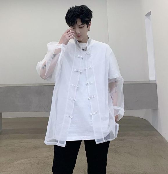 

men's casual shirts sunscreen shirt korean version of thin fashion loose long-sleeved skin clothing jacket men, White;black