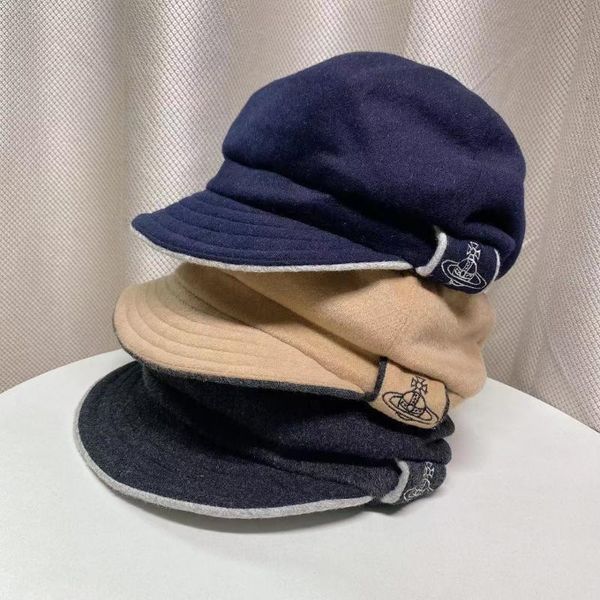 

beanies women autumn and winter saturn embroidery solid color beret wool cap