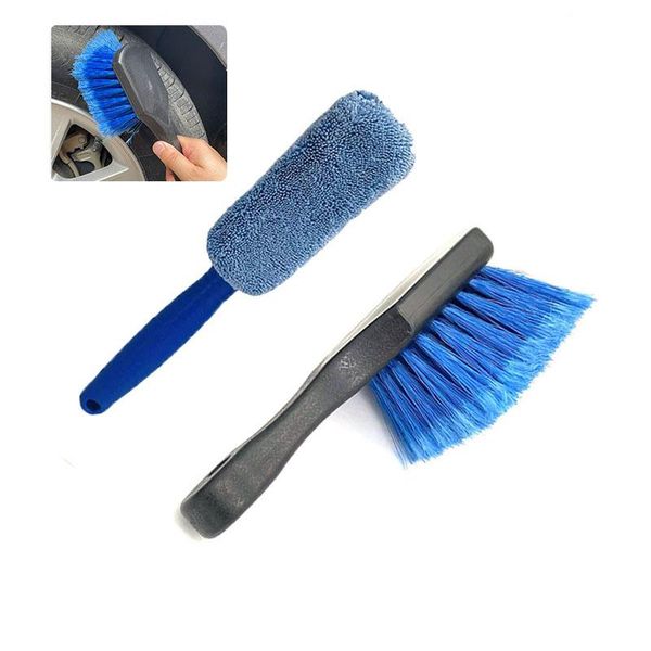 

car sponge 2pcs wheel cleaning tool set microfiber tire rim hub wash brush vehicle detailing trunk motorcycle bike auto accessories