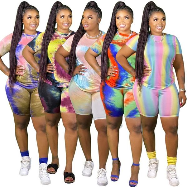 

plus size tracksuits and pant tie dye sweatsuit 2 piece sets womens outfits biker shorts set wholesale clothing women drop, Black