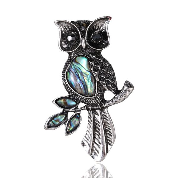 

factory fashion jewelry versatile owl natural abalone shell brooch christmas