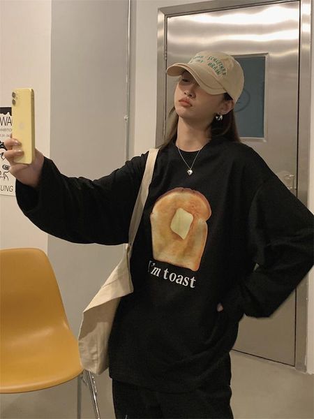 

women's t-shirt real s cost-effective loose printed long-sleeved, White