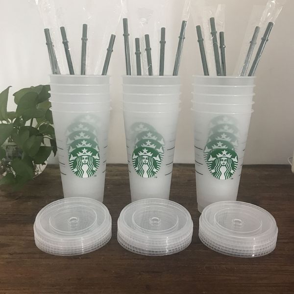 

24oz color change tumblers plastic drinking juice cup with lip and straw magic coffee mug costom starbucks color changing plastic 5cup