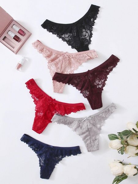 

6pack plus floral lace panty set 80fi#, Black;white