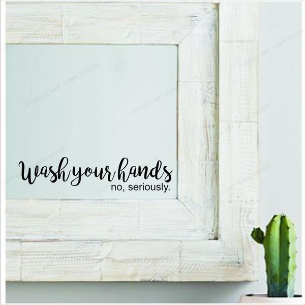 

wall stickers wash your hands no seriously mirror decal bathroom sticker hj1150