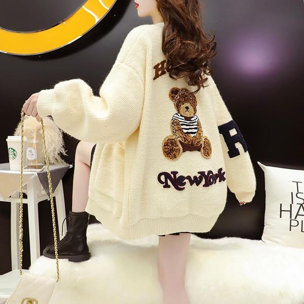 

women's sweaters suÃ©ter feminino folgado com 100.00kg, casaco de malha para mulheres, tamanho grande, largura, vento preguiÃ§oso, novo,, White;black
