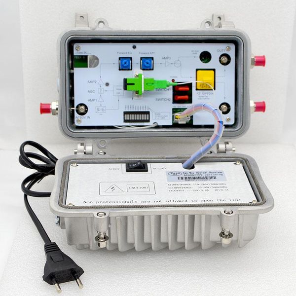 

fiber optic equipment agc optical receiver two output cable tv digital analog signal ultra-low receiving catv transmission