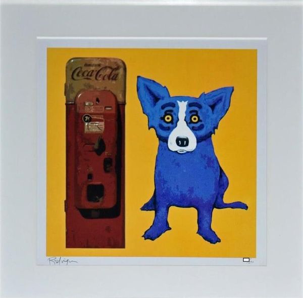 

large george rodrigue blue dog i'm the real thing yellow home decor handcrafts /hd print oil painting on canvas wall art pictures , f21