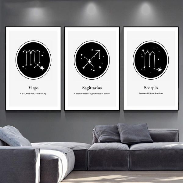 

paintings wtq nordic abstract poster 12 constellations of lovers picture canvas painting wall decor art room home