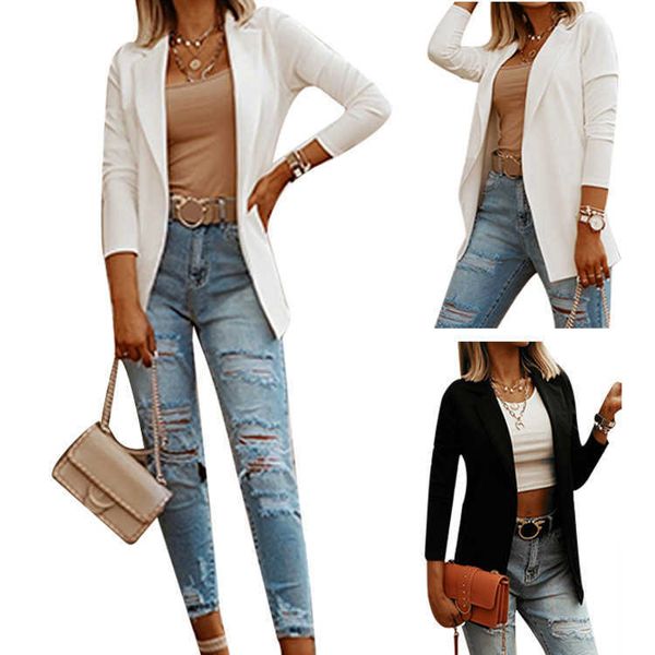 

fashion suits blazers women's autumn leisure commuting solid color coat, White;black