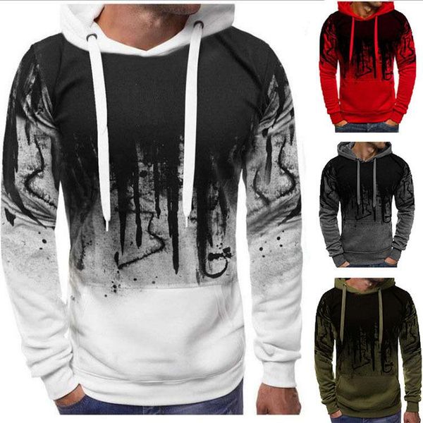 

mens gradient skateboard hoodies casual pullover long sleeve loose sweatshirt male spring autumn clothing, Black