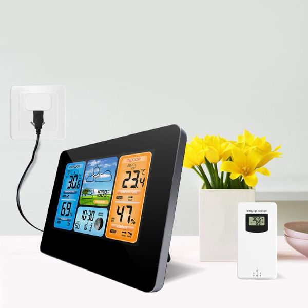 

desk & table clocks wireless weather clock indoor outdoor hygrometer digital forecast barometer calendar alarm without bat