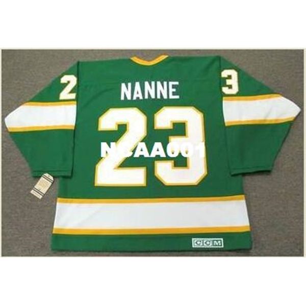 

001 #23 lou nanne minnesota north stars 1967 ccm vintage home hockey jersey or custom any name or number retro jersey, Black