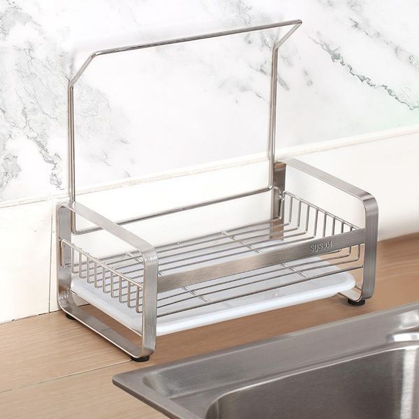 

kitchen storage & organization stainless steel drain racks hanging basket perforated rags dish faucet sink household modern creative