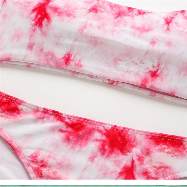 

bandeau swimsuit women tie-dye bikini 2021 skirts 3 pieces set string swimwear female sports bathing suit beach wear, Black