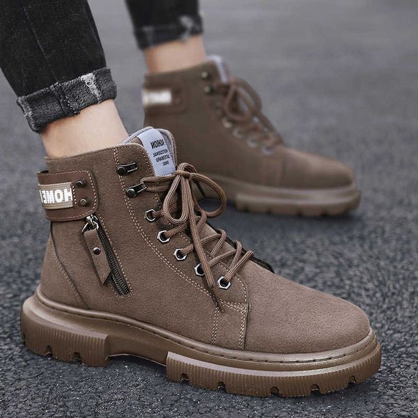 

2021 high boots men's autumn and winter work leisure trend sneaker man sneakers, Black
