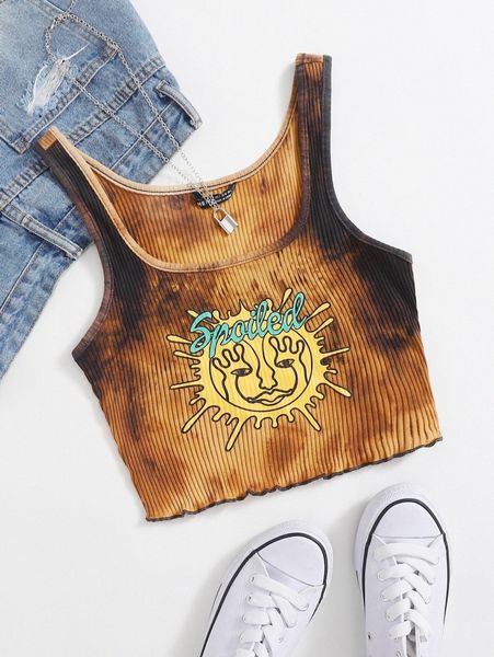 

letter graphic tie dye tank h9wk#, White